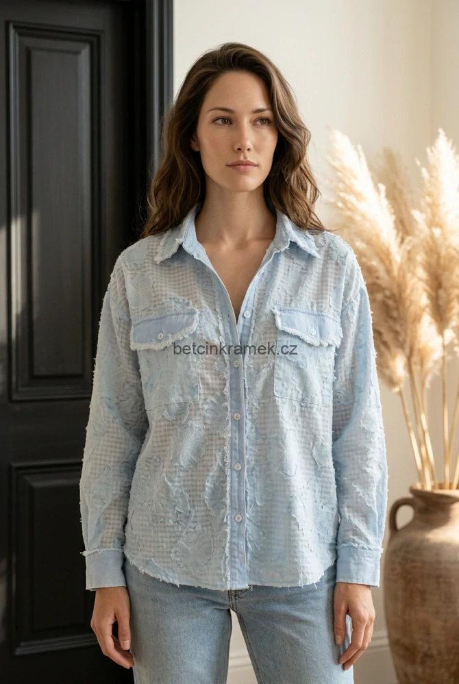 Košile denim Lux flower