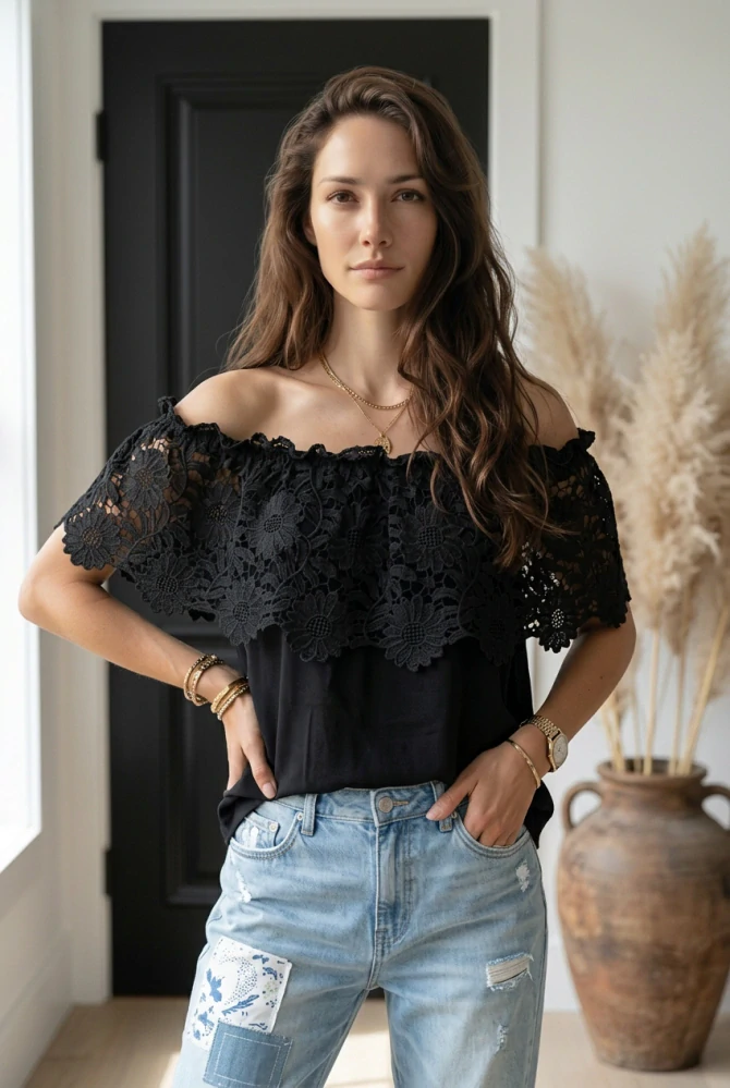 Elegantní halenka Boho styl - různé barvy