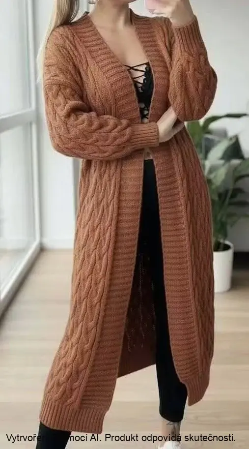 Dlouhý stylový pletený cardigan - 2 barvy