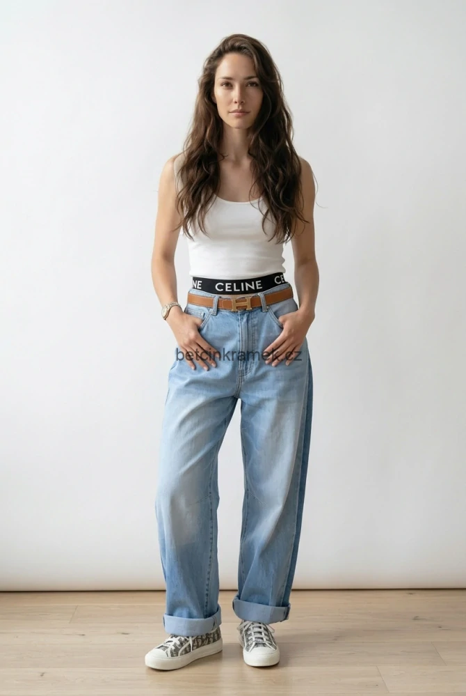 Dámské baggy jeans kalhoty XL