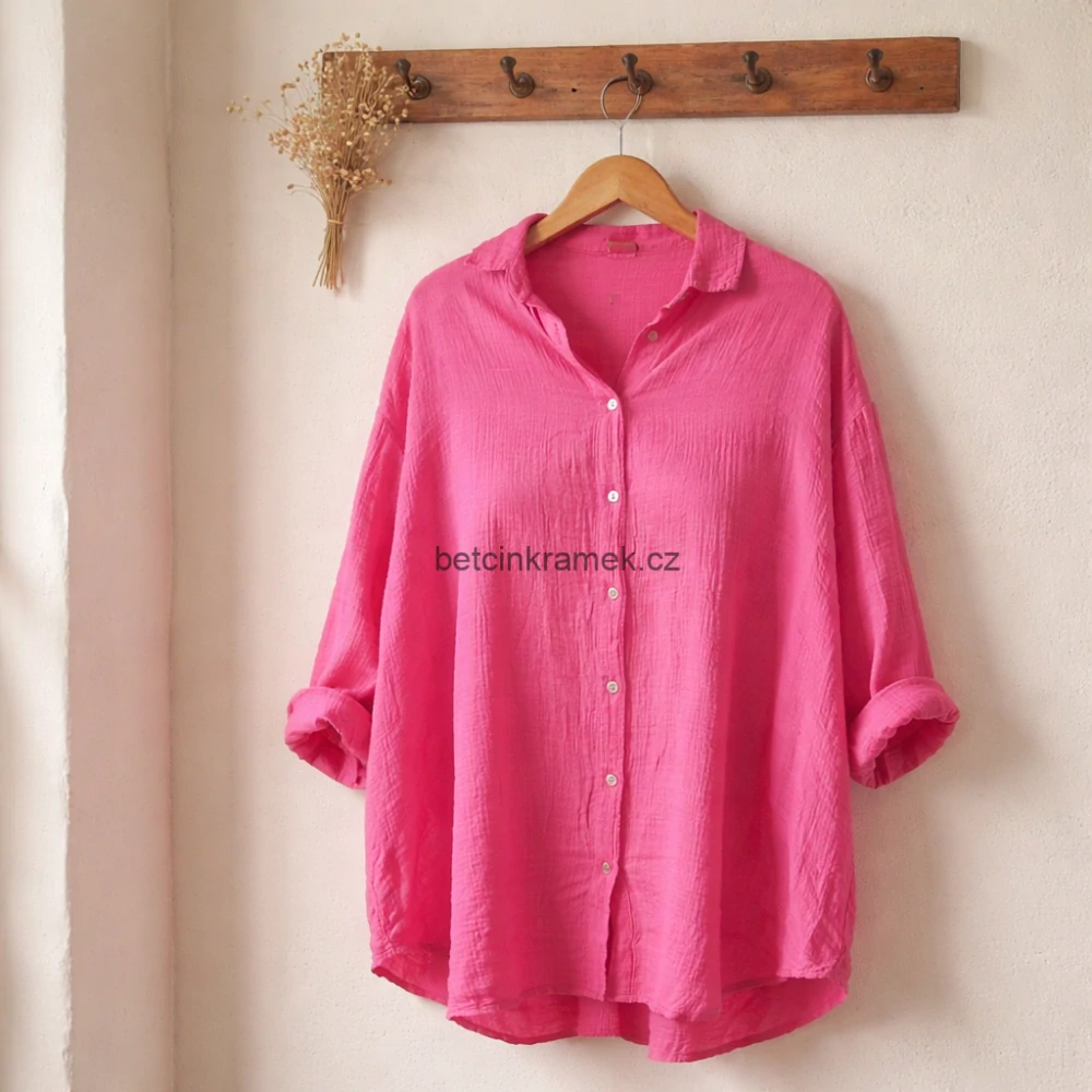 Mušelenínová oversize dlouhá košile - různé velikosti