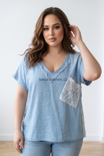 Dámská halenka denim/krajka