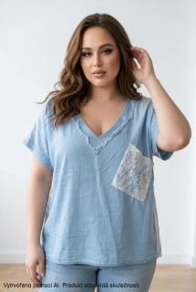 Dámská halenka denim/krajka